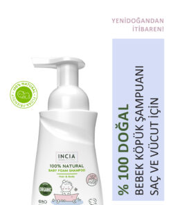 INCIA 0 Doğal Organik Sertifikalı Bebek Köpük Şampuanı Saç Vücut Lavanta Konak Önleyici Yenidoğan 200ml