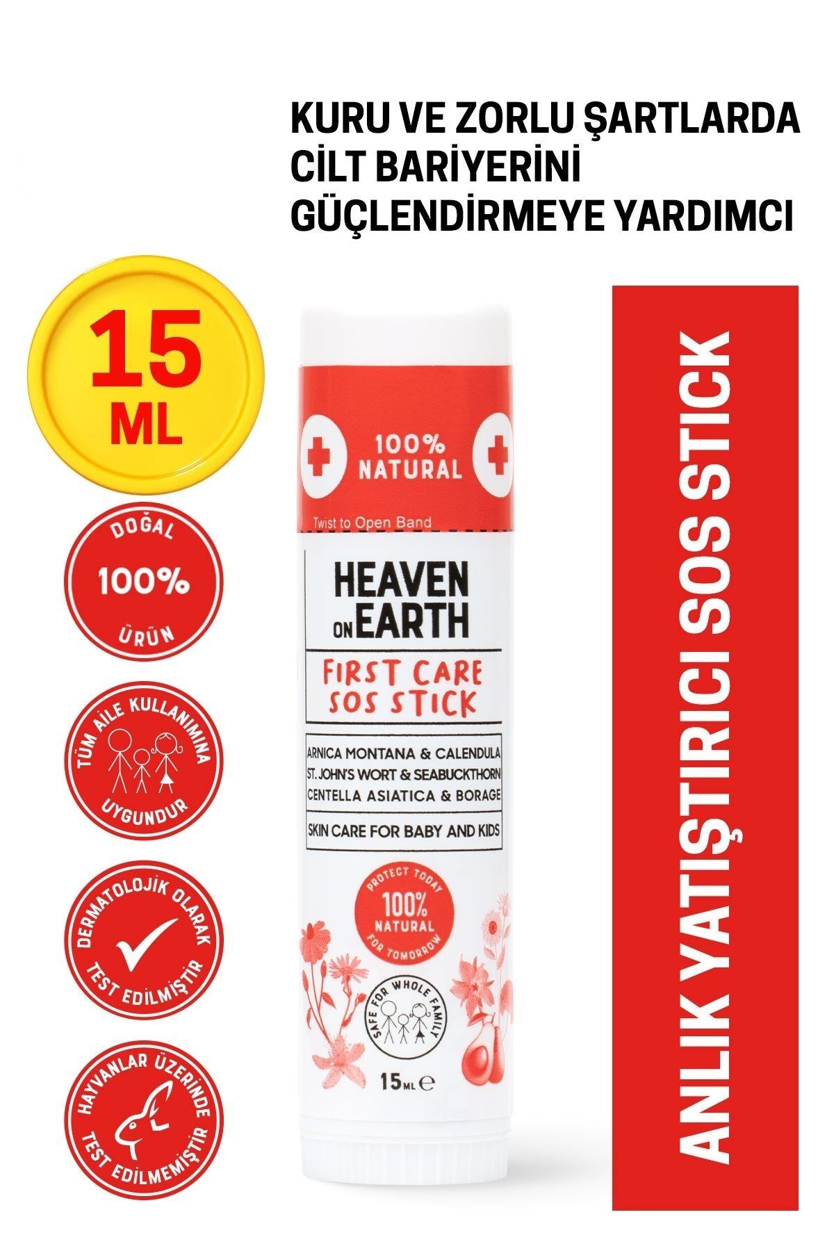 Heaven on Earth First Care Sos Stick 15 ml 0 Doğal Organik Yalancı Iğde Hızlı Koruma Anlık Yatıştırıcı Bakım Balm