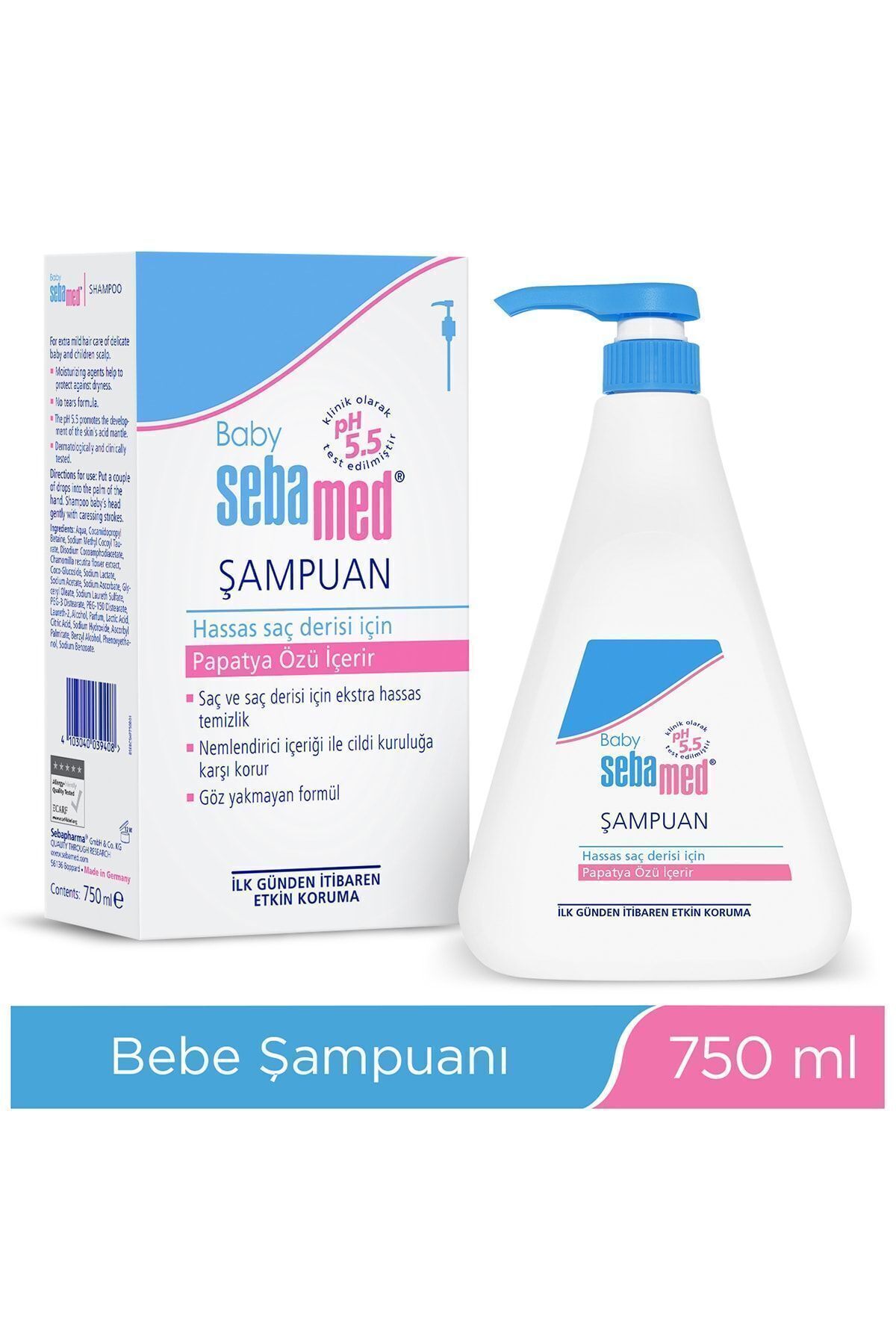 Sebamed Baby pH 5.5 Göz Yakmayan Formül Nemlendirici Etkili Papatya Özütlü Bebek Şampuanı 750 ml