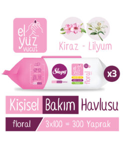 Sleepy Floral Kişisel Bakım Havlusu 3x100 (300 Yaprak)