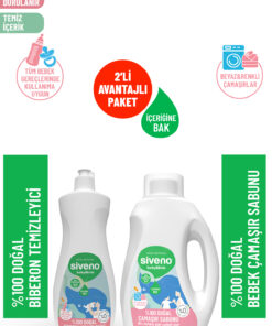 Siveno 0 Doğal Bebek Çamaşır Sabunu 750 ml & Biberon Emzik Temizleyici Elde Bulaşık Sabunu 500 ml
