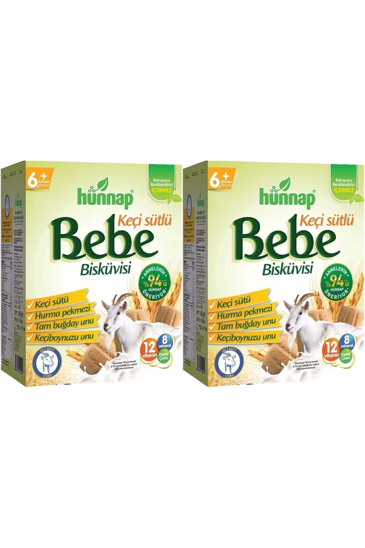 Hünnap Bebe Bisküvisi Keçi Sütlü 400gr 2 Li Set (TOPLAM 800GR)