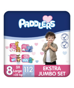 Paddlers Bebek Bezi 8 Numara (25+Kg) XXX-Large 112 Adet Ekstra Jumbo Set - Yüksek Emicilik