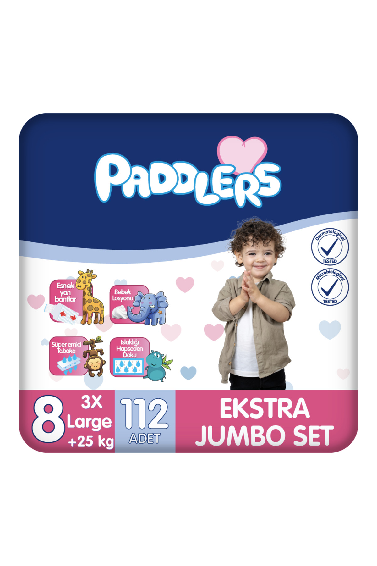 Paddlers Bebek Bezi 8 Numara (25+Kg) XXX-Large 112 Adet Ekstra Jumbo Set - Yüksek Emicilik