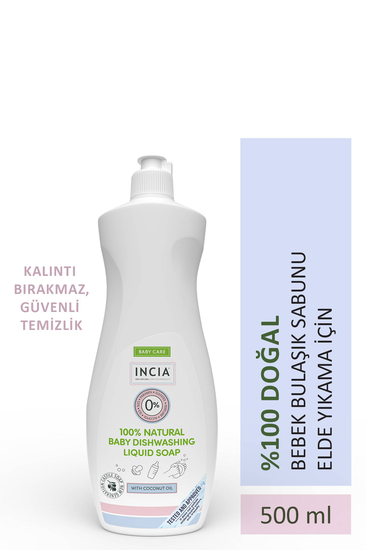 INCIA 0 Doğal Bebek Bulaşık Sabunu Bitkisel Emzik Biberon Temizleyici Vegan 500 ml