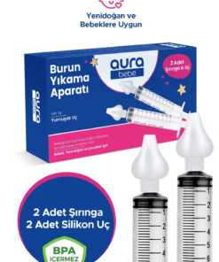Aura Bebe Bebek Burun Yıkama Enjektörü 2'li Nazal Aspiratör Şırınga Temizleme Aparatı