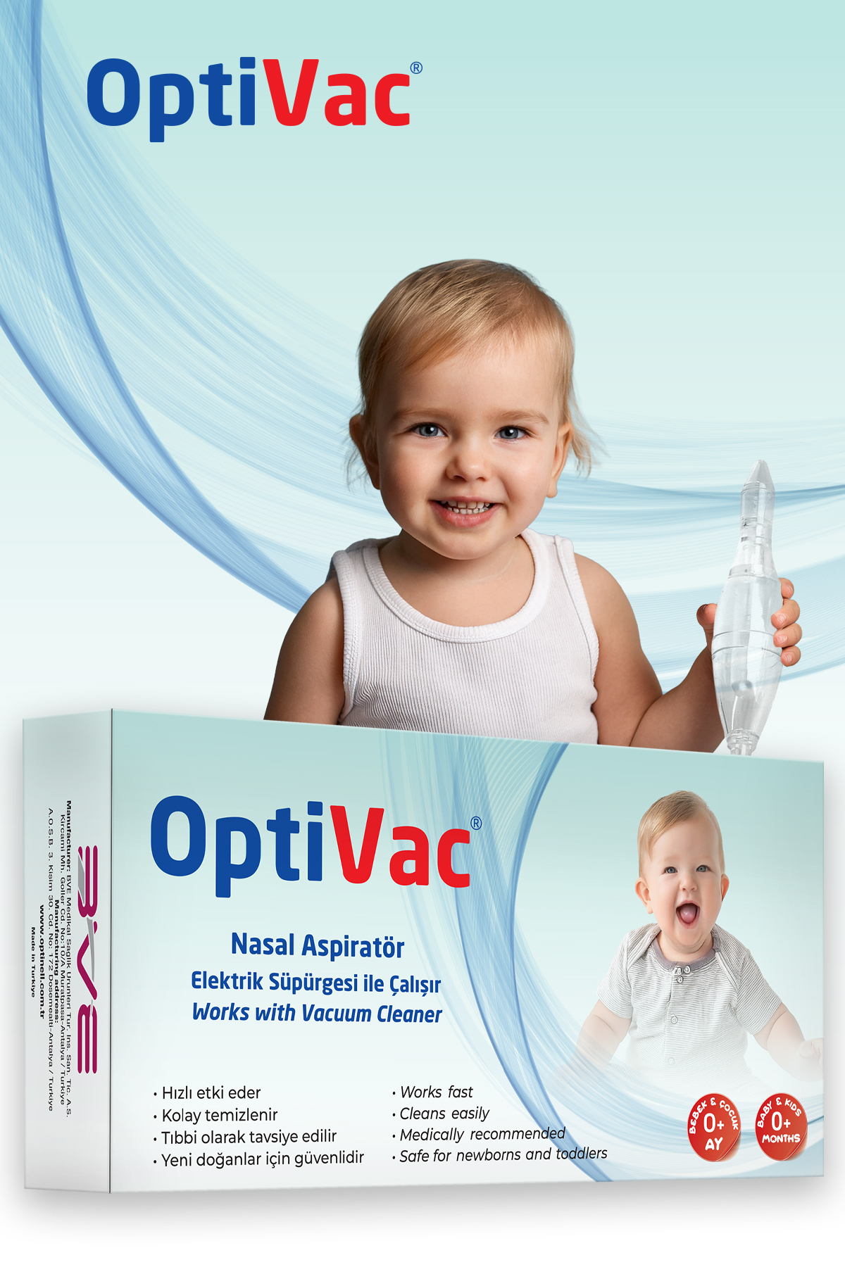 Optivac Bebek Burun Aspiratörü Elektrik Süpürgesi ile Çalışabilir