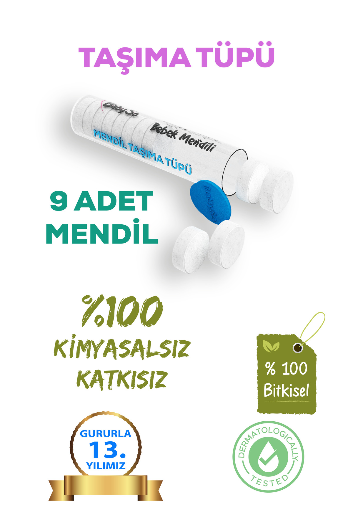 BABYSO TAŞIMA TÜPÜ + 9 ADET MENDİL