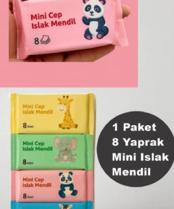 BEYZANA 1 Paket 8 Yaprak Mini Islak Mendil Taşınabilir Çanta Boy Cep Tipi Islak Mendil