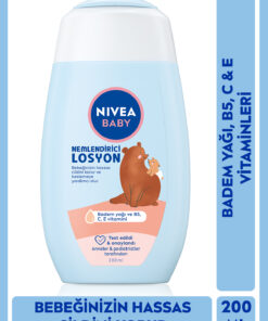 NIVEA Baby Bebek Nemlendirici Losyon 200ml, 24 Saat Etkili Bakım ve Koruma, Hassas Cilt, Aloe Vera