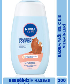 NIVEA Baby Bebek Nemlendirici Losyon 200ml, 24 Saat Etkili Bakım ve Koruma, Hassas Cilt, Aloe Vera