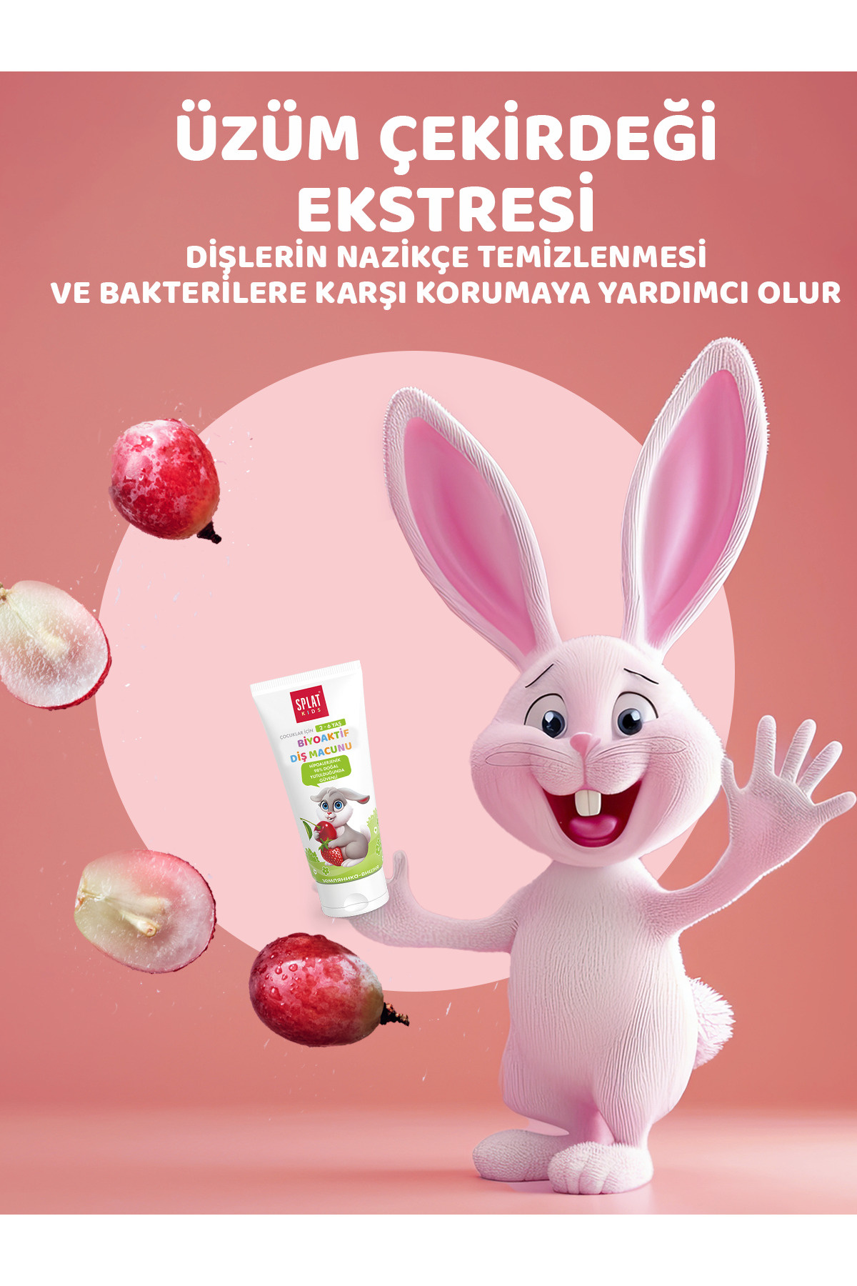 Splat Kids Çilek & Vişne Çocuk Diş Macunu 50 ml – 2-6 Yaş, Doğal Formül, Florür İçermez - Görsel 3