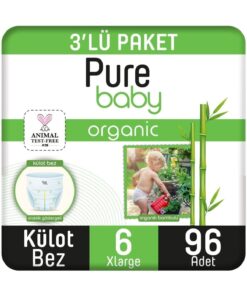 Pure Baby Organik Bambu Özlü Külot Bez 3'Lü Paket 6 Numara Xlarge 96 Adet