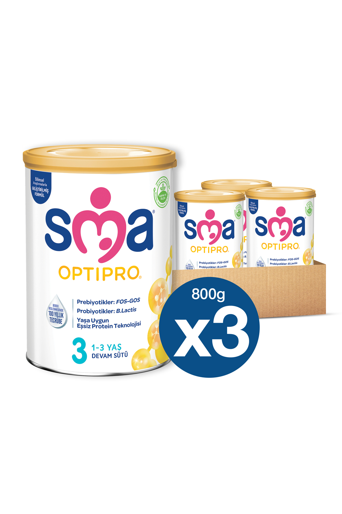 SMA 3 Optipro Probiyotik Devam Sütü 800 gr X 3 Adet