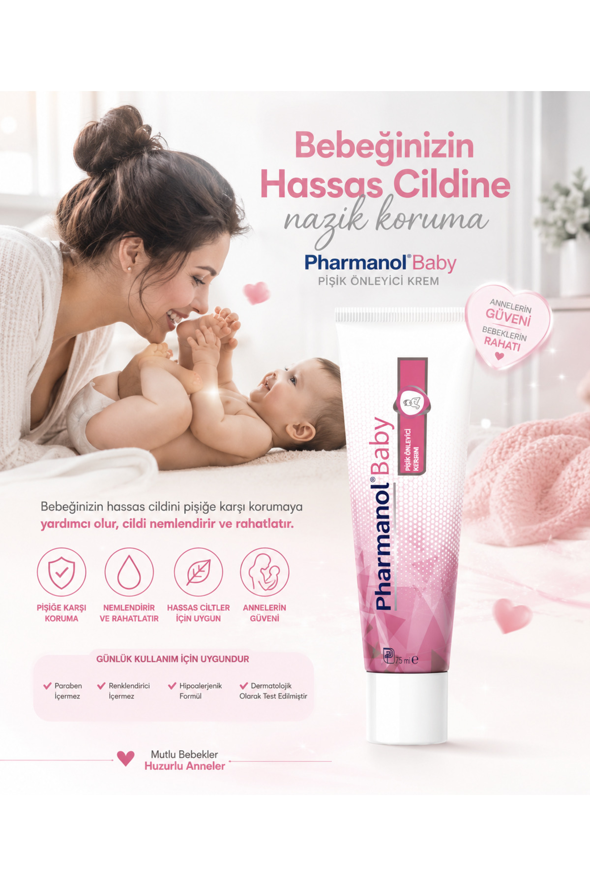 PHARMANOL Doğal Bebek Pişik Önleyici Ve Rahatlatıcı Nemlendirici - Hassas Cilt - Pişik Merhemi 30 ml