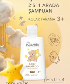 ECOLATIER 2'si 1 Arada Kolay Tarama Bebek Ve Çocuk Şampuanı 3+ Yaş Organik 250 ml Baby 2-in-1 Easy Detangling
