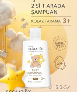 ECOLATIER 2'si 1 Arada Kolay Tarama Bebek Ve Çocuk Şampuanı 3+ Yaş Organik 250 ml Baby 2-in-1 Easy Detangling