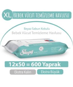 Sleepy Xl Beyaz Sabun Kokulu Bebek Vücut Temizleme Havlusu 12X50 (600 Yaprak)
