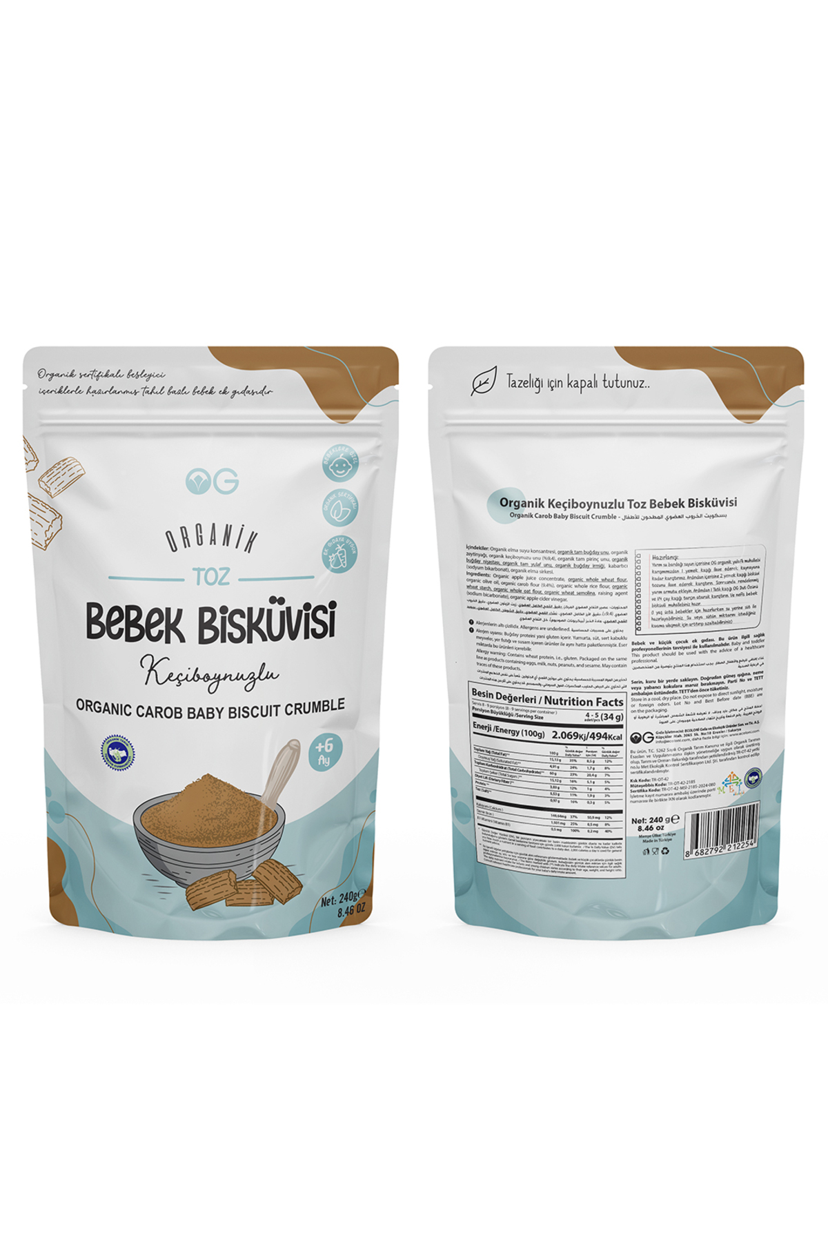 OG natural Organik Keçiboynuzlu Ve Zeytinyağlı Bisküvi Tozu Seti +6 Ay - Görsel 3