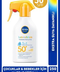 NIVEA SUN SPF50+Çocuk,Bebek İçin Çok Yüksek Korumalı Güneş Spreyi 250 ml,Hassas Cilde Özel,Parfüm İçermez