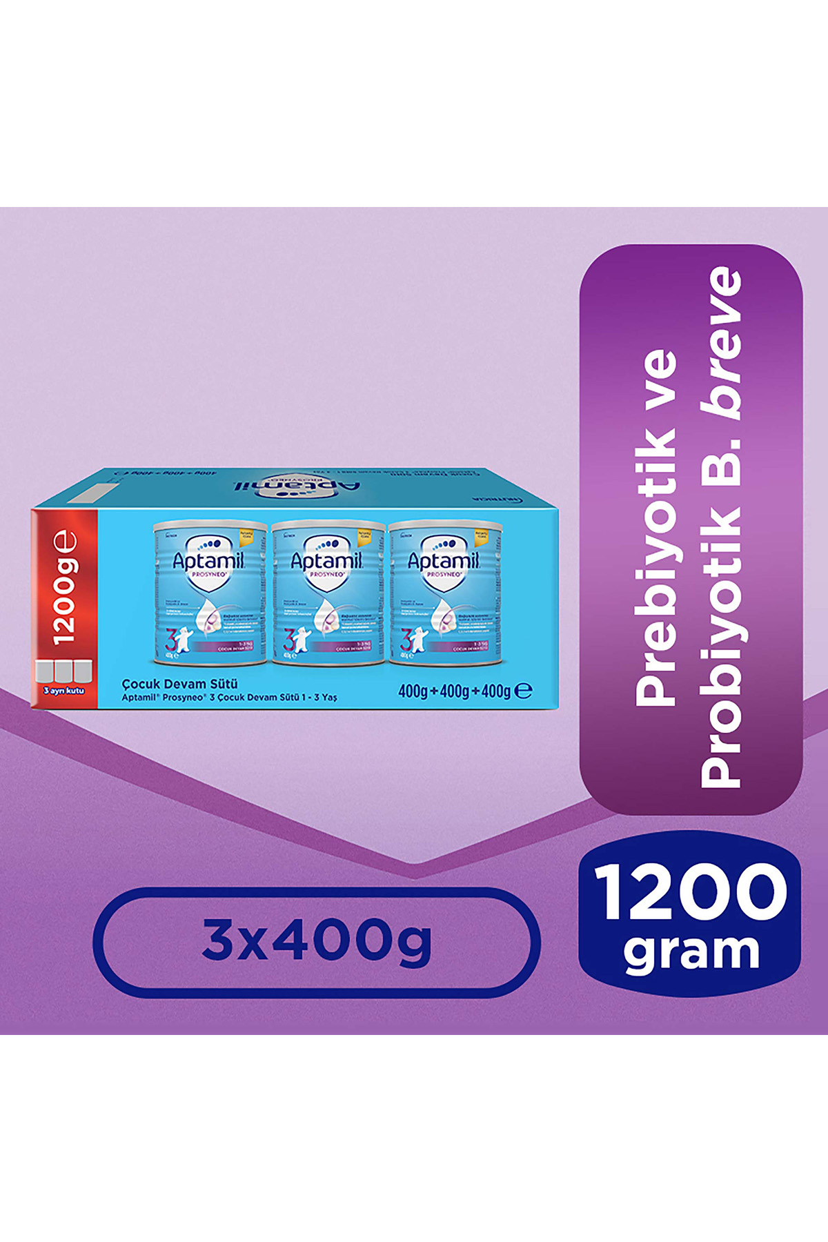 Aptamil Prosyneo 3 Prebiyotikli Probiyotikli Çocuk Devam Sütü 400Gx3