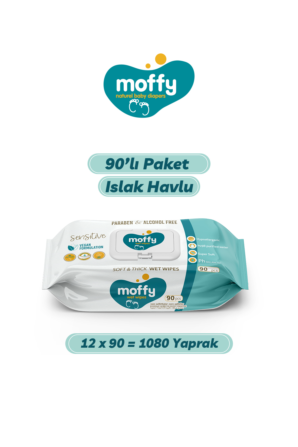 Moffy Islak Mendil (90 x 12) 1080 Yaprak