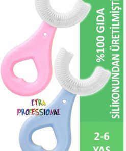 Lyra Professional U Şeklinde Ikili Set Pratik Çocuk Diş Fırçası 2-6 Yaş Pembe Mavi - Görsel 3