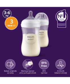 Philips Avent Doğal Tepkili 2'li PP Biberon Seti, 260ml, 3-6 Ay, SCY903/02