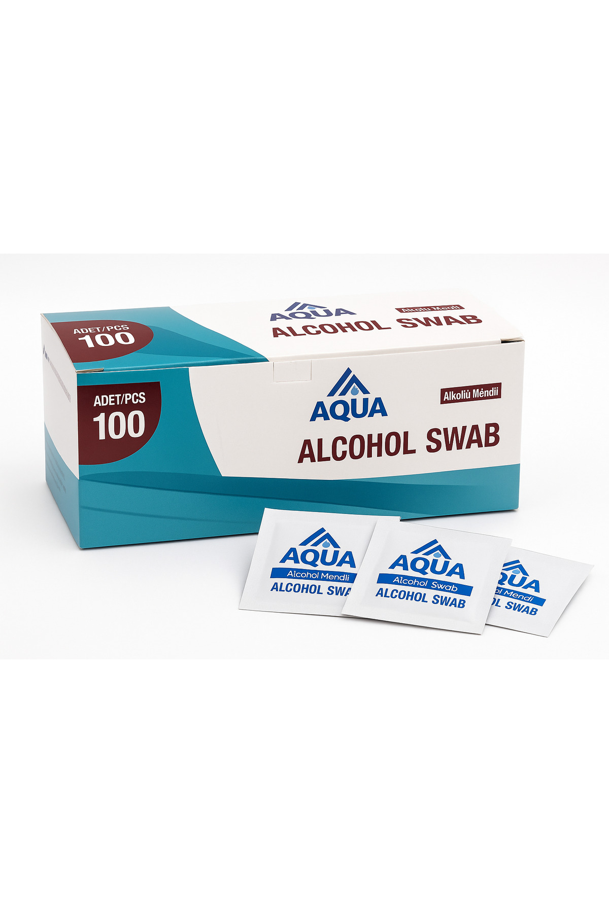 Aqua Alkollü Swab Mendil Alcohol Swab Ethyl Alkol İçerikli Steril Hijyen Temizlik