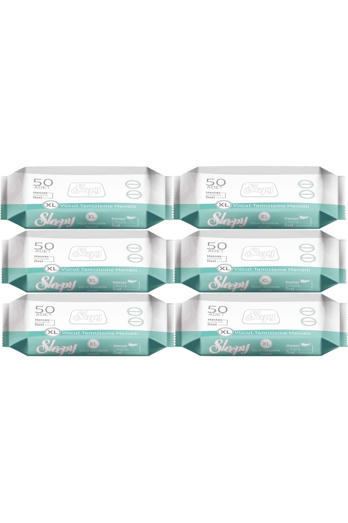 Sleepy Hasta Vücut Temizleme Islak Mendil Havlu 50 Yaprak XL (6 Lı Set)