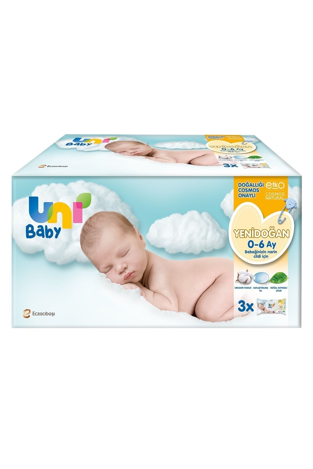 Uni Baby Yenidoğan Islak Mendil 3'lü 120 Yaprak