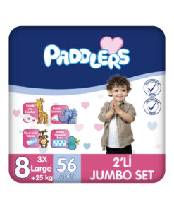 Paddlers Bebek Bezi 8 Numara XXX-Large (25+Kg) 28x2 Adet 2'li Jumbo Set - Yüksek Emicilik