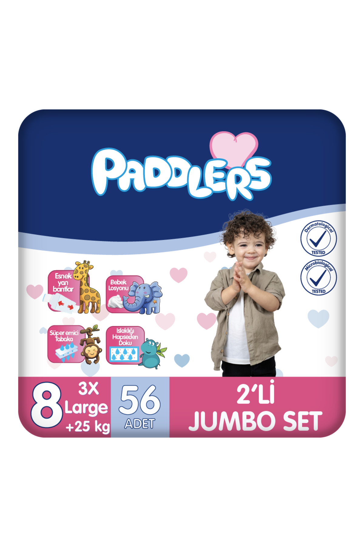 Paddlers Bebek Bezi 8 Numara XXX-Large (25+Kg) 28x2 Adet 2'li Jumbo Set - Yüksek Emicilik