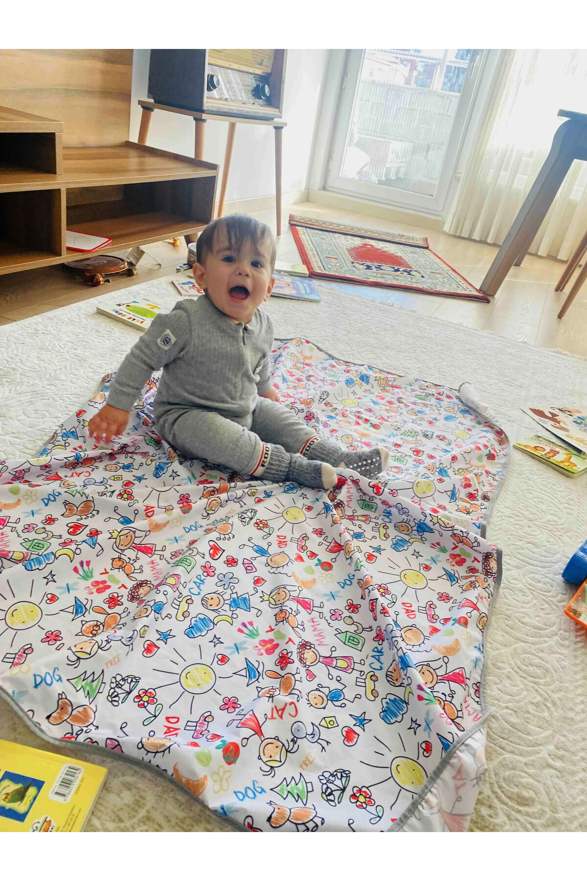 yorni 145x100cm Family, Sıvı Geçirmez, Makinada Yıkanabilir, Beslenme Ve Etkinlik Örtüsü Çok Amaçlı Örtü - Görsel 3