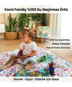 yorni 145x100cm Family, Sıvı Geçirmez, Makinada Yıkanabilir, Beslenme Ve Etkinlik Örtüsü Çok Amaçlı Örtü