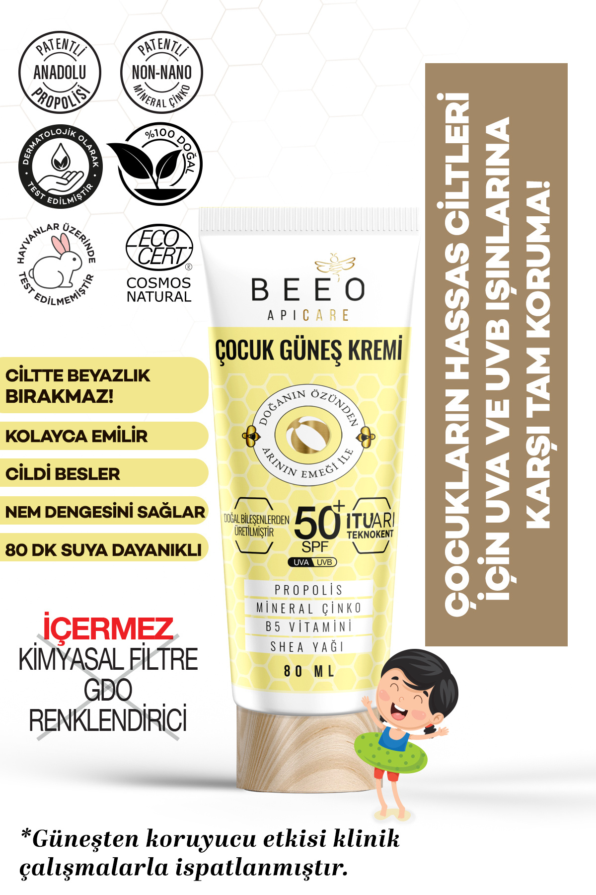 BEE'O Propolisli Çocuk Güneş Kremi 50 Spf 80 ml