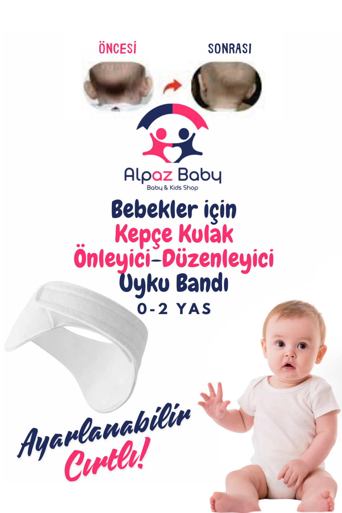 Genc Home Bebek Kepçe Kulak Bandı / Kepçe Kulak Önleyici-Düzenleyici Uyku Bandı (0- 2 Yaş Arası Uygun) - Görsel 3
