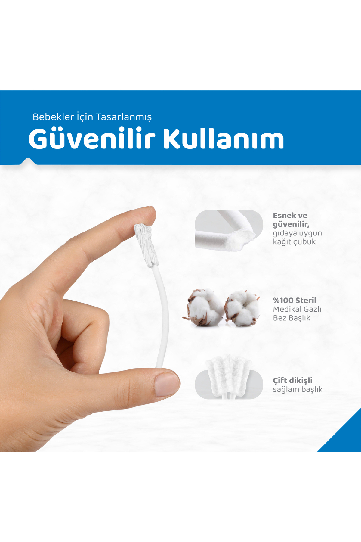 Guqqo Bebek Agız Temizleme Çubuğu, 25 Adet, Yenidoğan Dil Pamukçuk Temizleyici - Görsel 3
