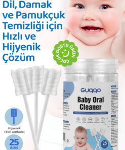 Guqqo Bebek Agız Temizleme Çubuğu, 25 Adet, Yenidoğan Dil Pamukçuk Temizleyici