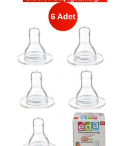 Eda Bebe No: 310 Lux 6 Adet Şeffaf Silikon Biberon Emziği Başlığı Antikolik & Bpa İçermez