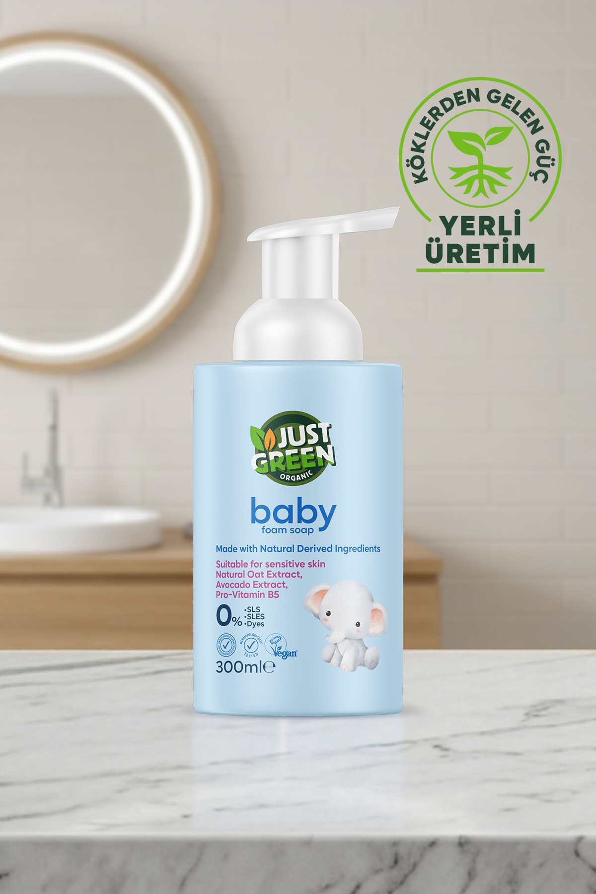 Just Green Organic Baby Köpük El Sabunu Bitkisel İçerikli Hassas Ciltler İçin 300 ml - Görsel 3