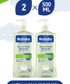 Biobaby Ultra Hassas Saç Ve Vücut Şampuanı 500 ml Prebiyotik Allman Papatyası - Organik Içerik 2 Li Set
