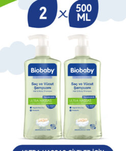 Biobaby Ultra Hassas Saç Ve Vücut Şampuanı 500 ml Prebiyotik Allman Papatyası - Organik Içerik 2 Li Set