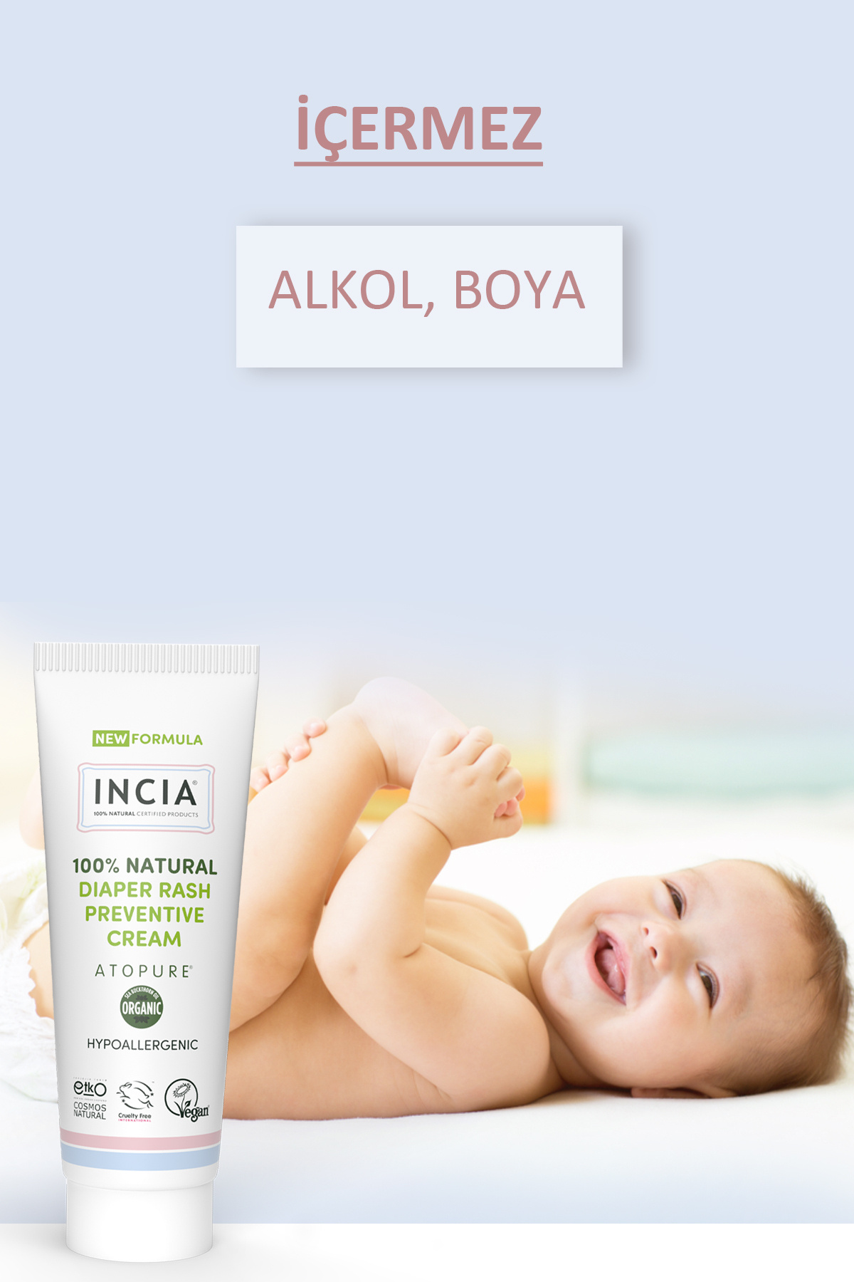 INCIA ATOPURE ® 0 Doğal Pişik Önleyici Krem Yenidoğan Nemlendirici Koruyucu Hassas Bakım 60 ml - Görsel 3