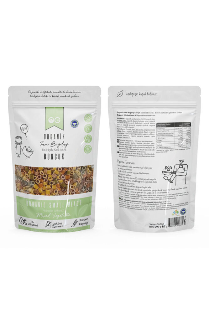 OG natural Organik Karışık Sebzeli Tam Buğday Boncuk Makarna 200 gr +8 Ay - Görsel 2