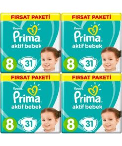 Prima Bebek Bezi 8 Beden-numara 17+ kg 31 Li 4 Paket 124 Adet