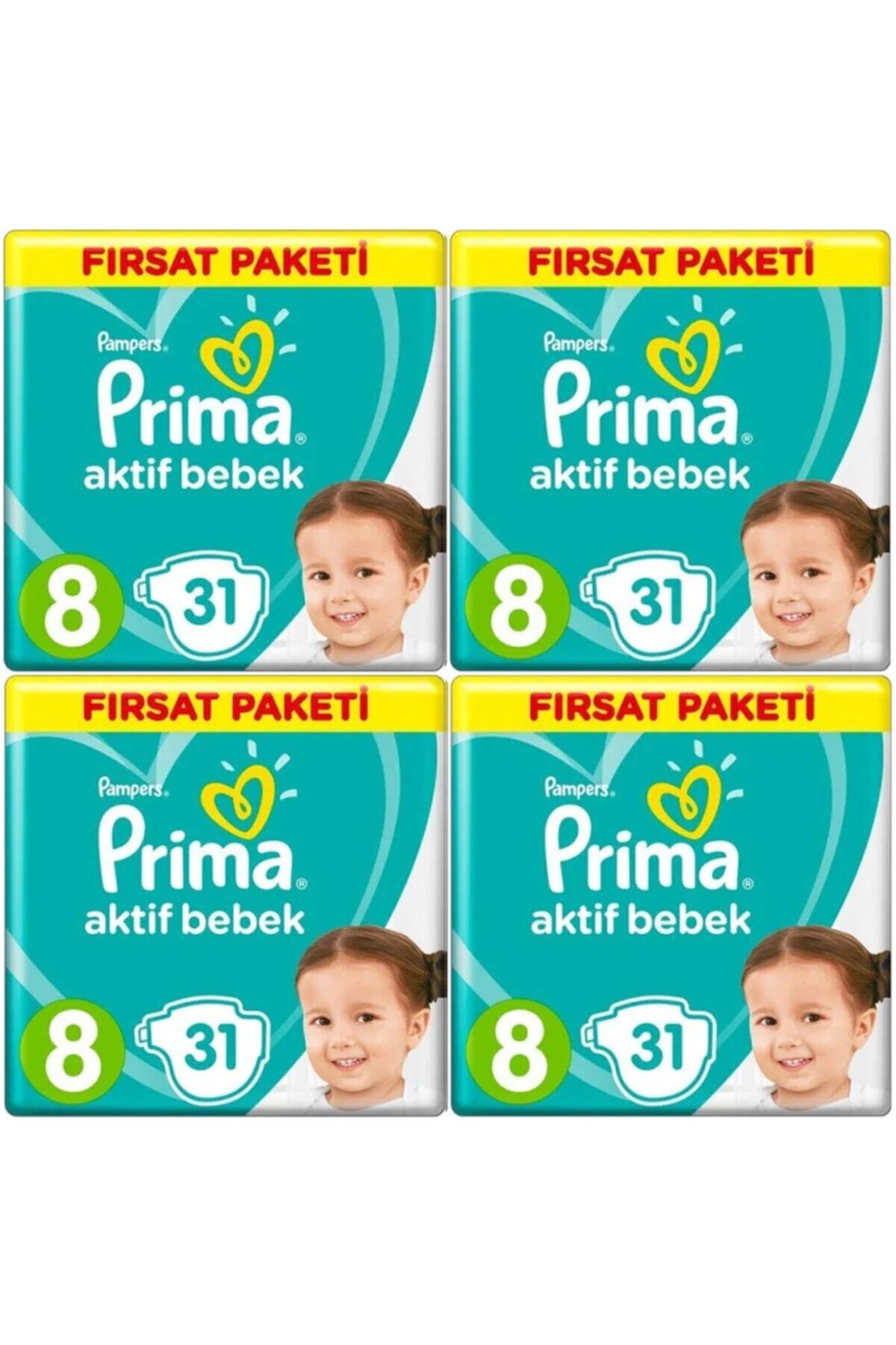 Prima Bebek Bezi 8 Beden-numara 17+ kg 31 Li 4 Paket 124 Adet