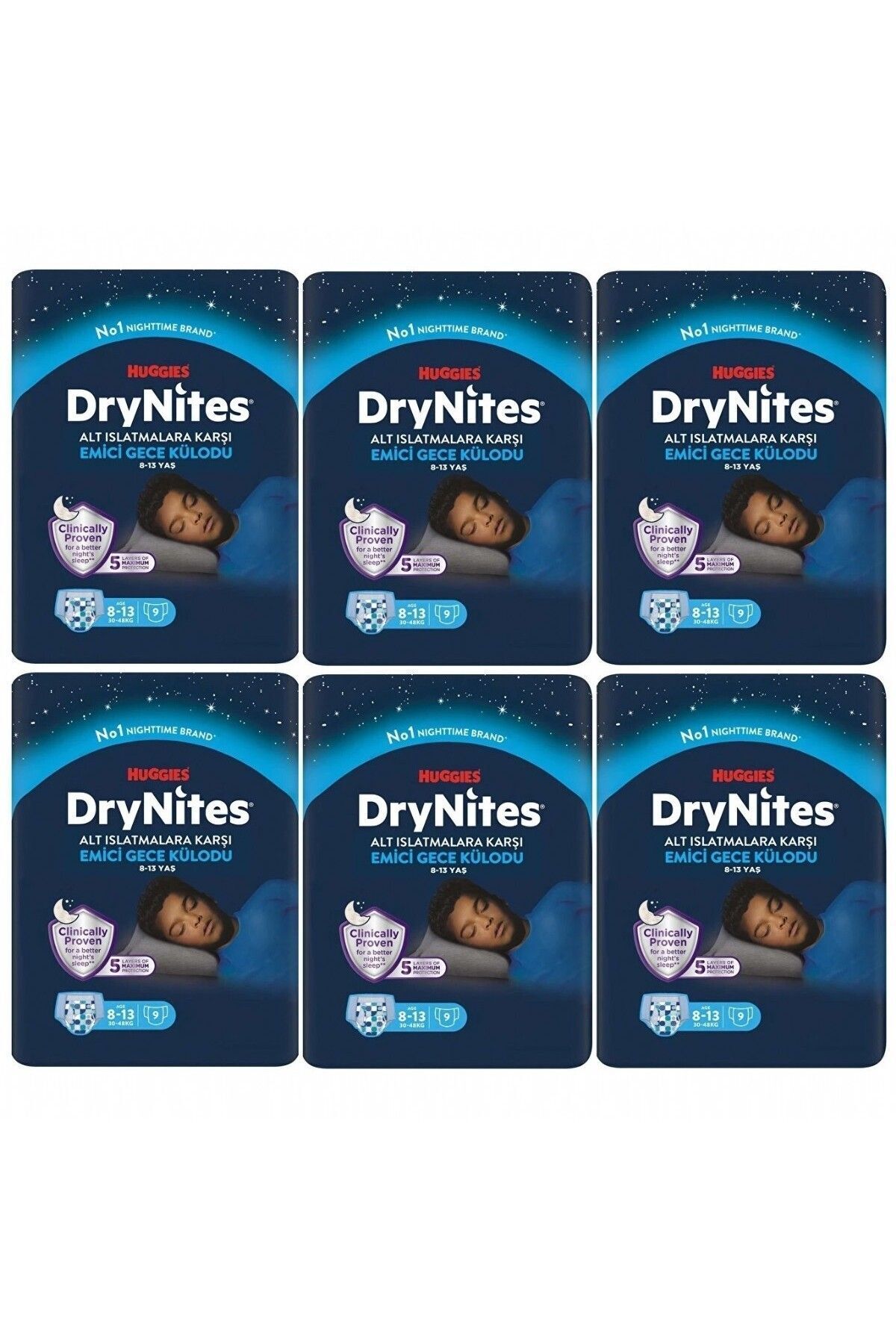 Huggies DRYNİTES EMİCİ GECE KÜLOT BEZ ERKEK 8-13 YAŞ 9 LU 6 PAKET