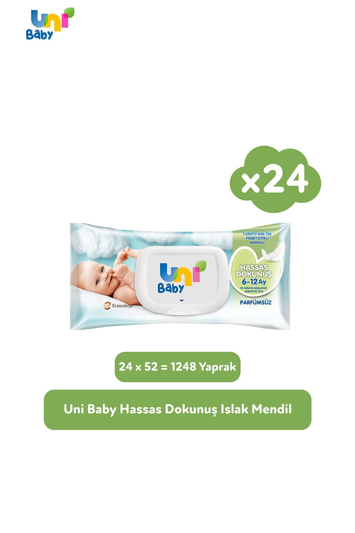 Uni Baby Hassas Dokunuş Islak Mendil 52 Li X 24 Adet