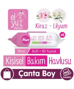Sleepy Floral Kişisel Bakım Havlusu Çanta Boy 6x25 (150 Yaprak)